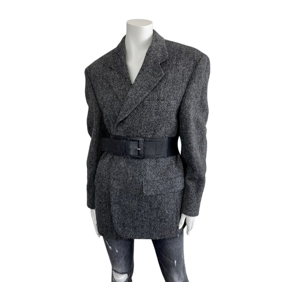 STUNNING Oversized Vintage HARRIS TWEED Boyfriend Wool Coat Jacket Blazer - Picture 2 of 15